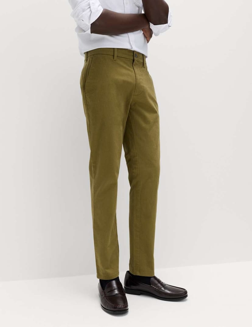 Marks & Spencer M&S Slim Fit Cotton Rich Stretch Chinos Olive - 1
