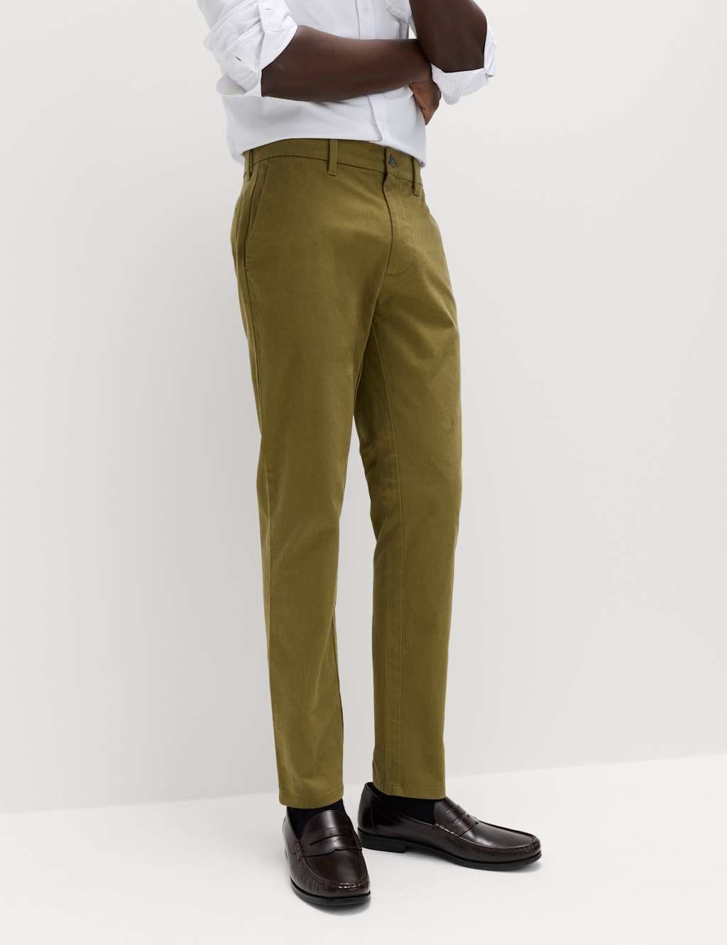 Marks & Spencer M&S Olive Slim Fit Cotton Rich Stretch Chinos