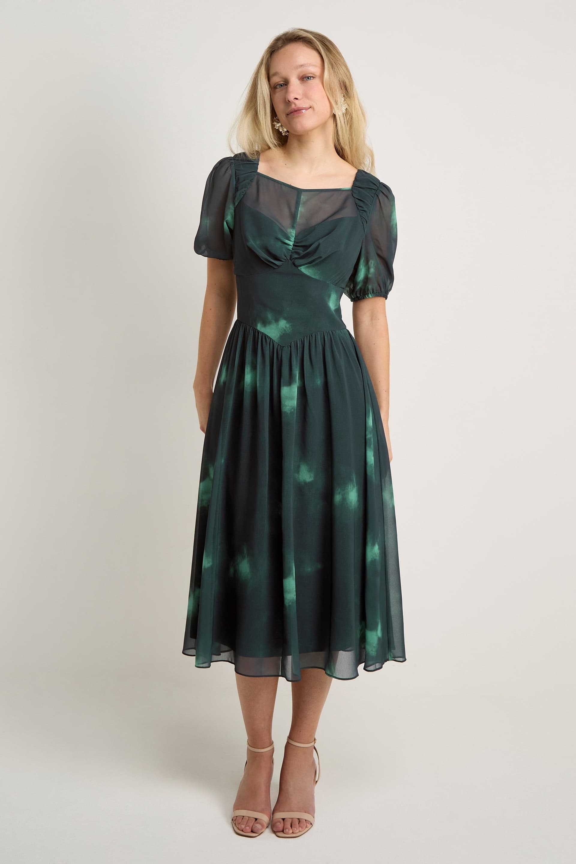GWD by GEORGE W. DAVIES GWD by GEORGE W. DAVIES Women's GWD Calla Green Printed Midi Dress