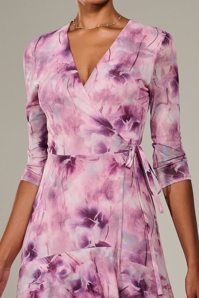 Jolie Moi Jolie Moi Women's Mesh Wrap Midaxi Dress in Light Pink - 3