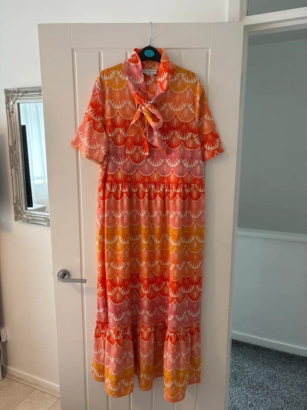Never Fully Dressed Multi-Colour Scallop Print Midi Dress