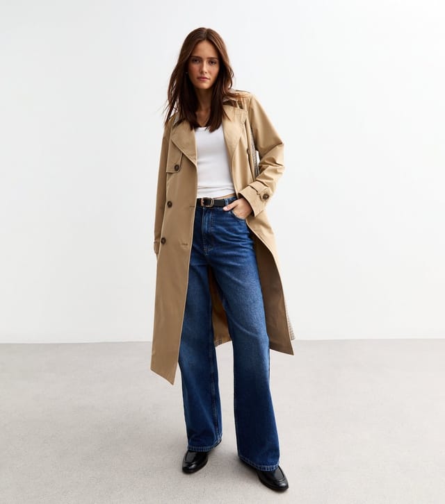 New Look Women's Beige Check Trimmed Trench Coat New Look - 2