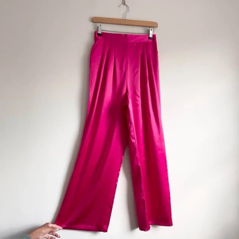 ASOS Asos pink wide leg satin trousers Size 8