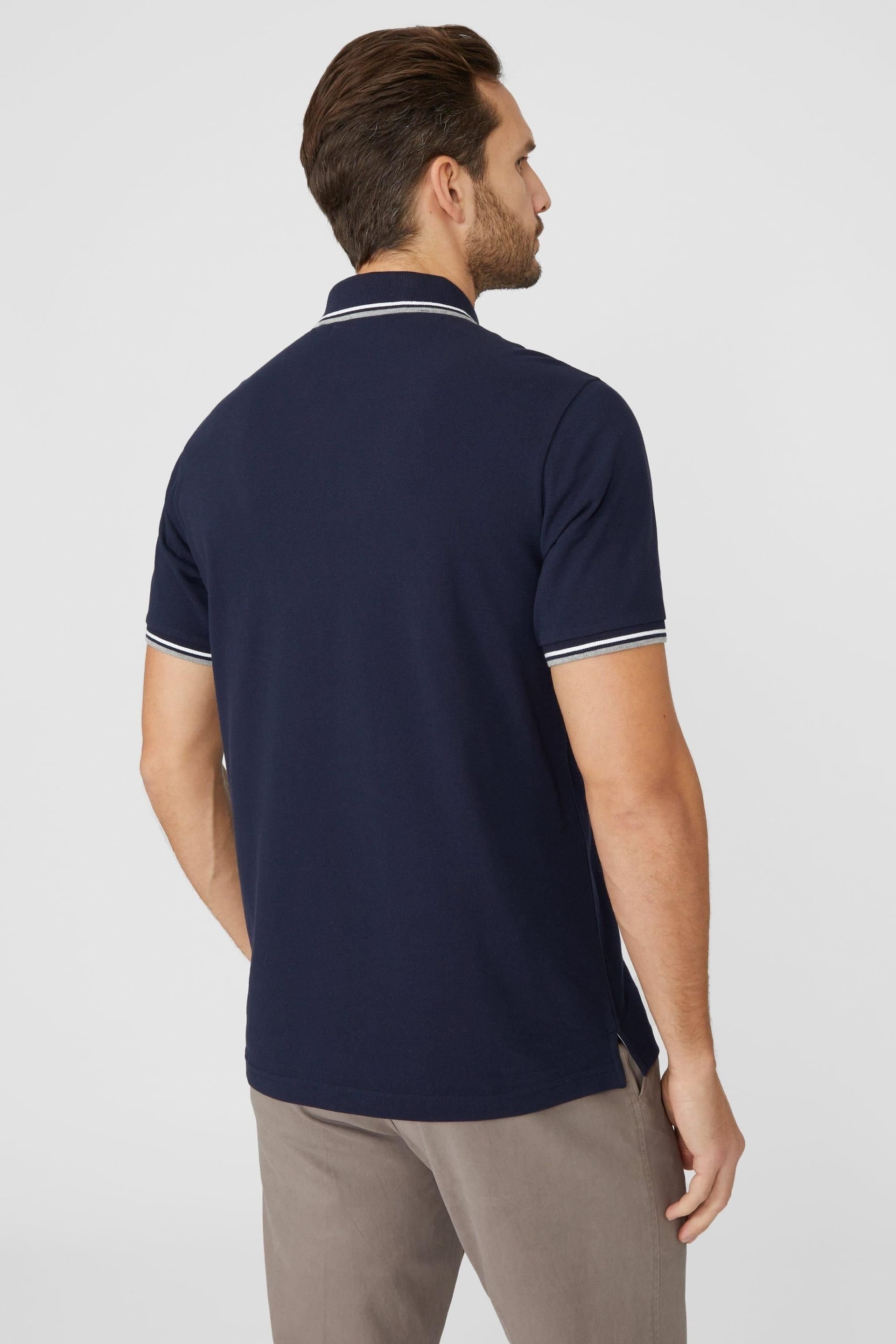 Maine Maine Men's Pique Tipped Polo Shirt in Navy - 4