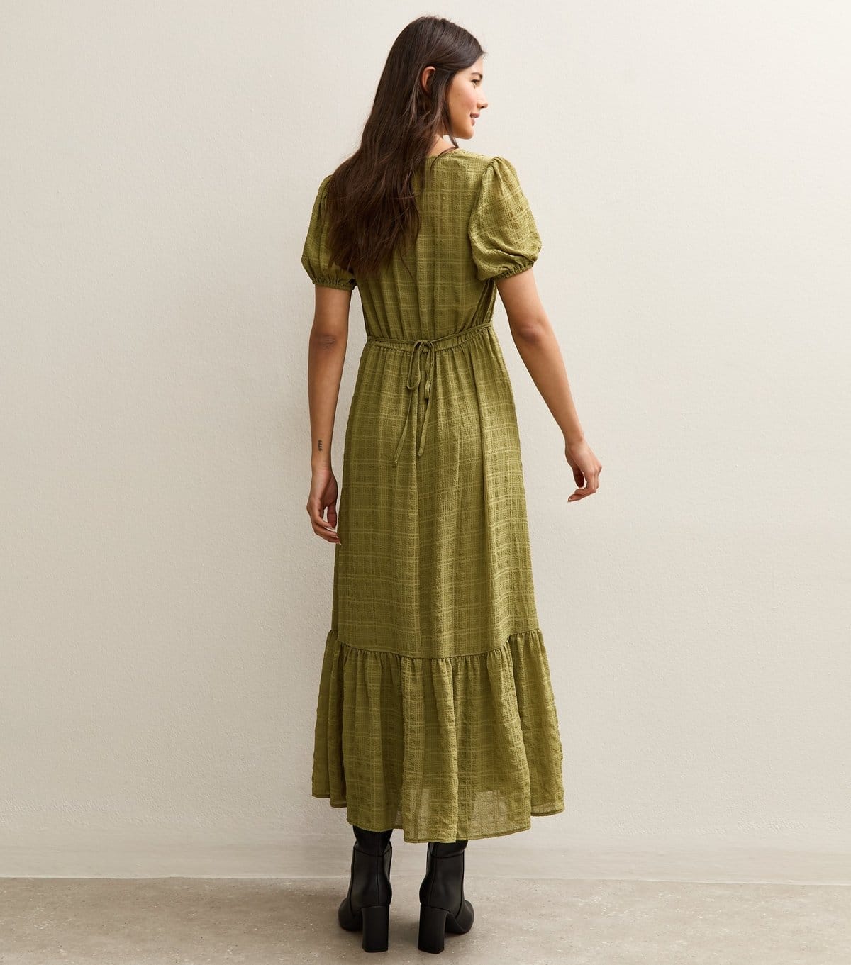 New Look Women's Light Khaki Checked Button Through Midi Dress New Look - 4
