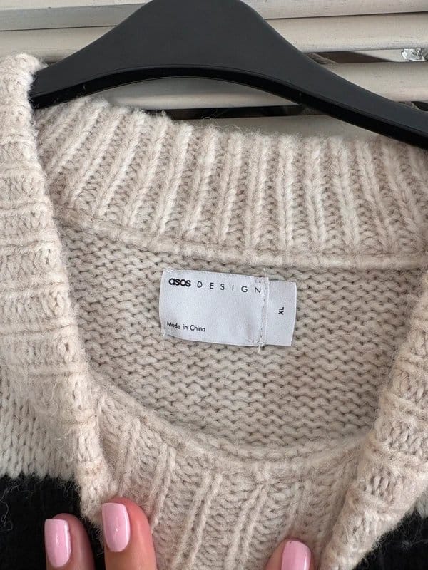 ASOS Design Beige and Black Striped Jumper