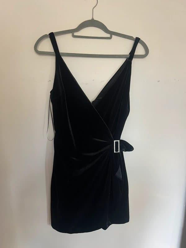 Bershka Velvet Playsuit Diamond Buckle