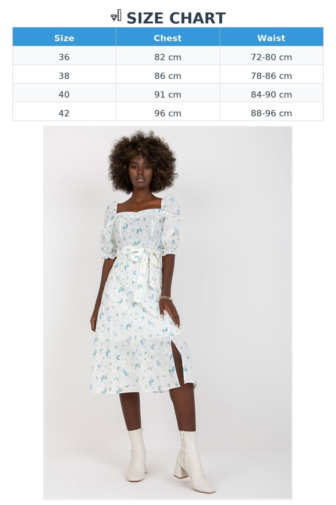 Love Lace Love Lace Women's Summer Floral Midi Flared Dress with Belt in White - 4