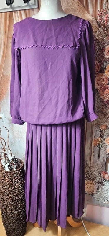 Berkertex Purple Pleated Dress Size 14