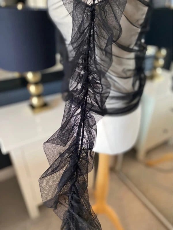 Source Unknown Sheer black ruched top M - 1