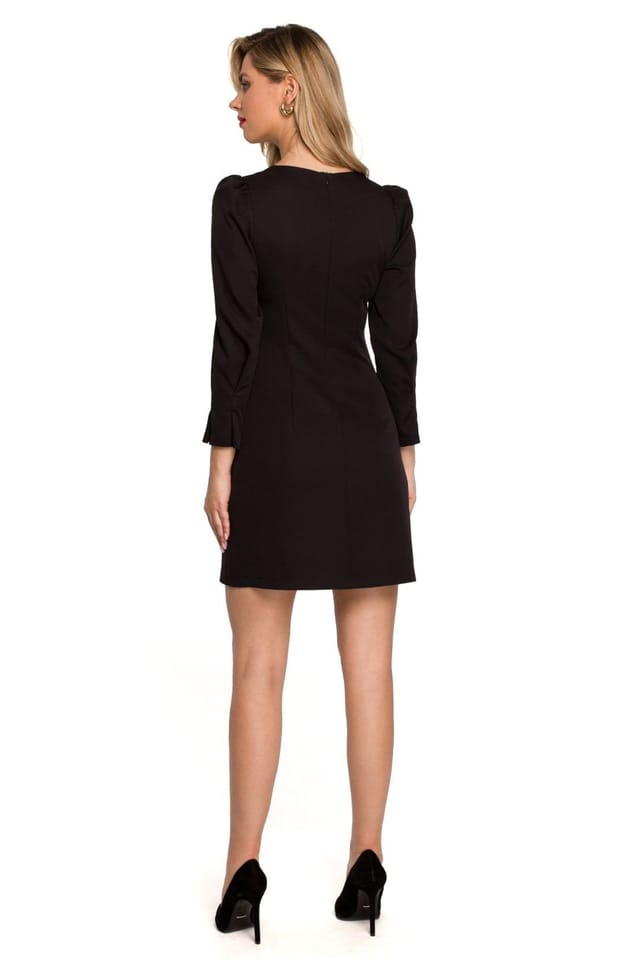 Love Lace Love Lace Women's Timeless Mini Dress with Metal Button Patches in Black - 2