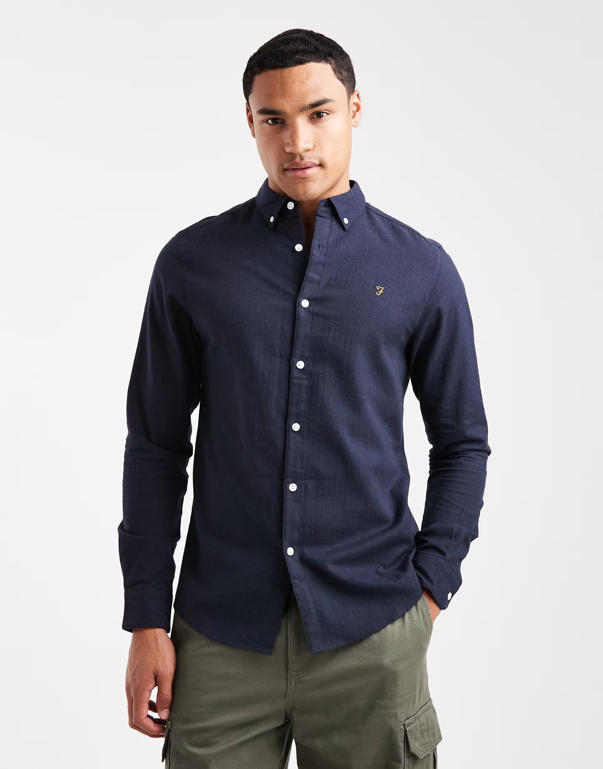 ASOS Farah Milners long sleeve shirt in navy
