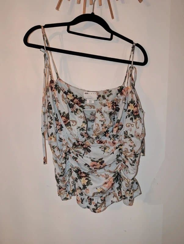 ASOS Ruched Floral Tie-strap Camisole Top