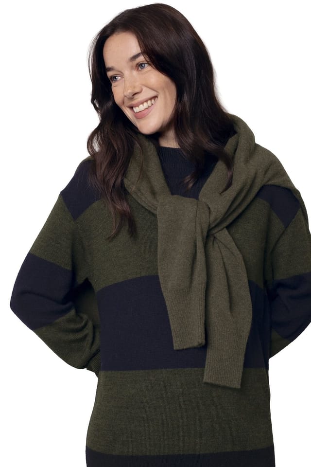 Celtic & Co Celtic & Co Women's Merino Stripe Dress in Dark Olive - 3
