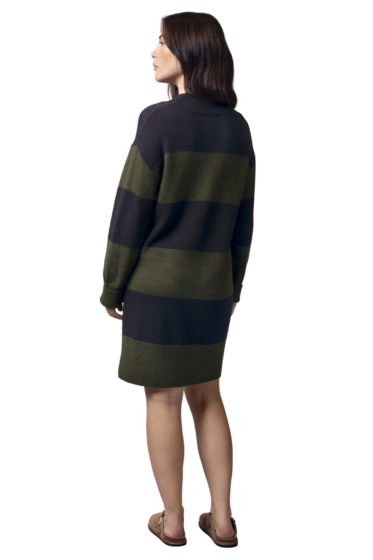 Celtic & Co Celtic & Co Women's Merino Stripe Dress in Dark Olive - 4