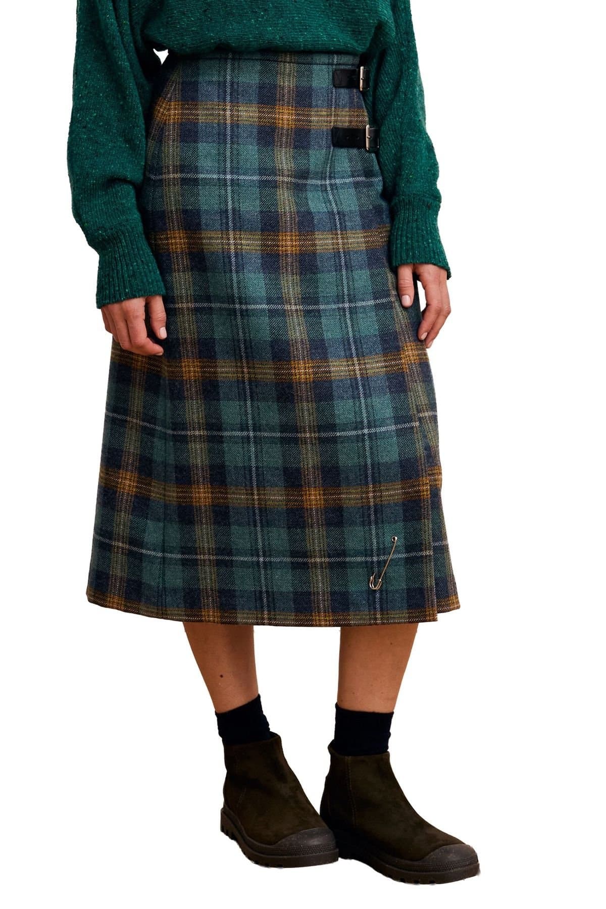 Celtic & Co Celtic & Co Women's British Midi Celt Kilt in Bottle Green