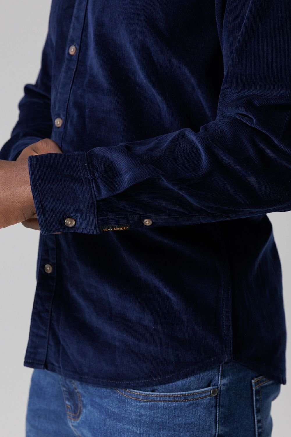 Tokyo Laundry Tokyo Laundry Men's Cotton Long Sleeve Corduroy Button-up Shirt in Blue - 3