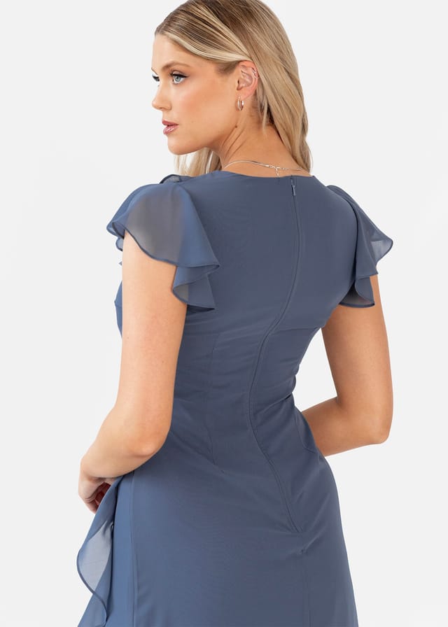 Anaya with Love Anaya with Love Women's Waterfall Ruffle Maxi Dress in Blue - 3