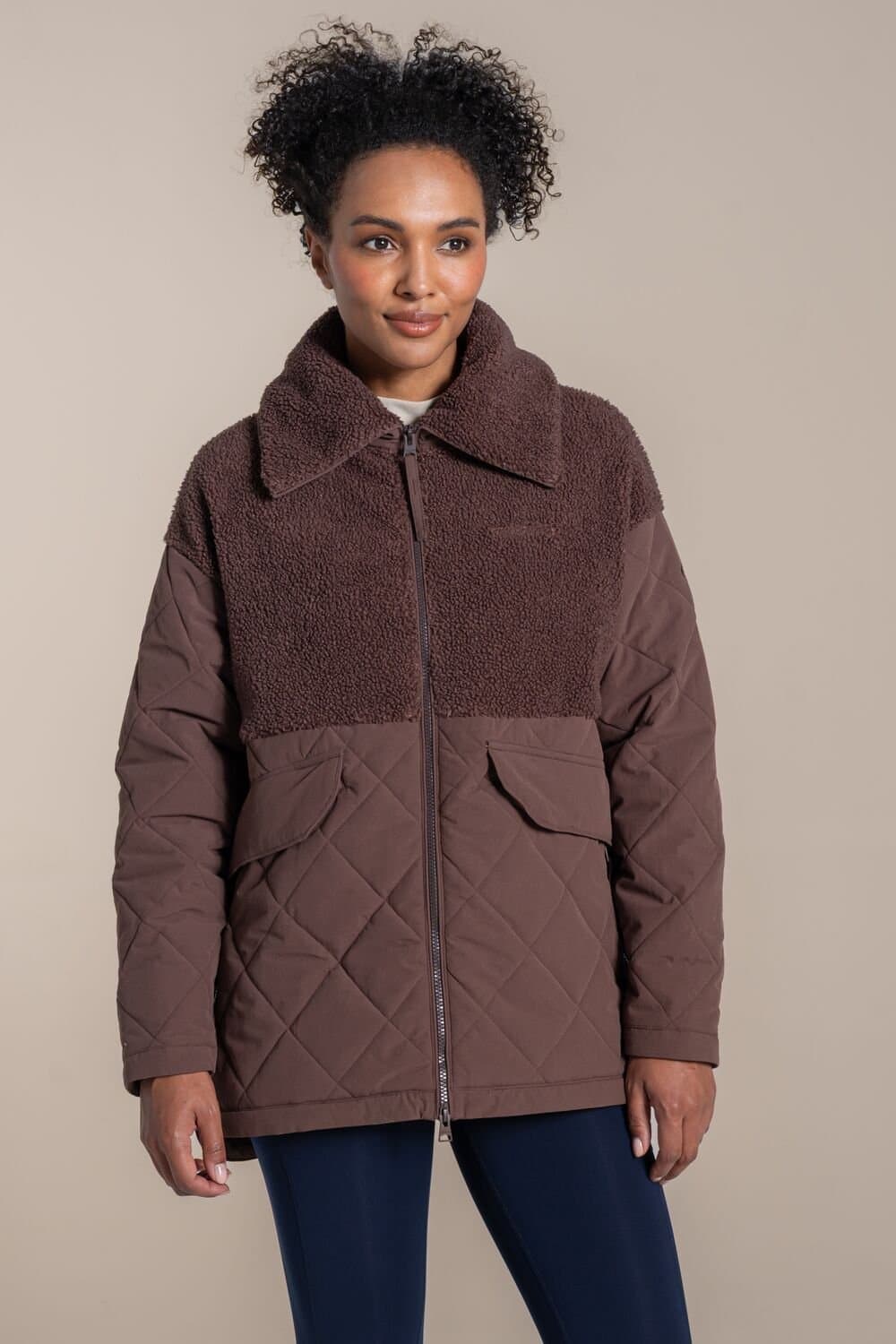Craghoppers Craghoppers Women's Fairfield Borg Water-Repellent Hybrid Fleece Jacket in Brown