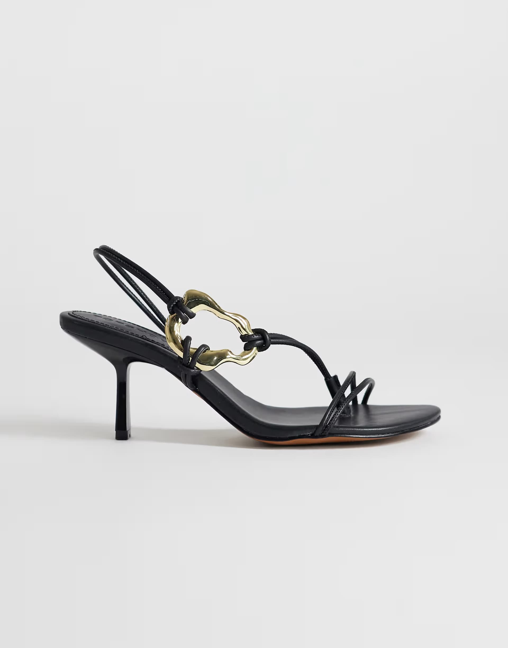 ASOS ASOS Black Strappy Mid Heeled Sandal With Hardware