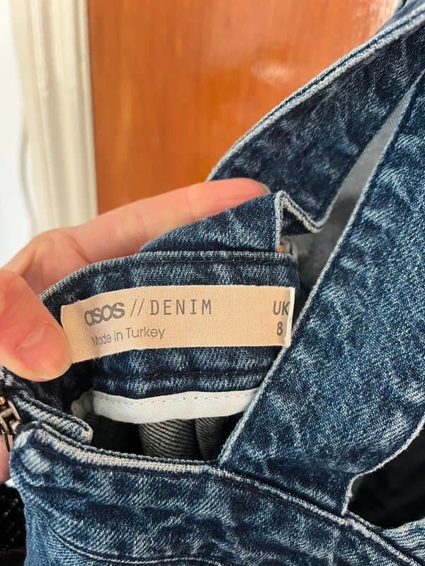 ASOS Fun denim strappy backless jumpsuit