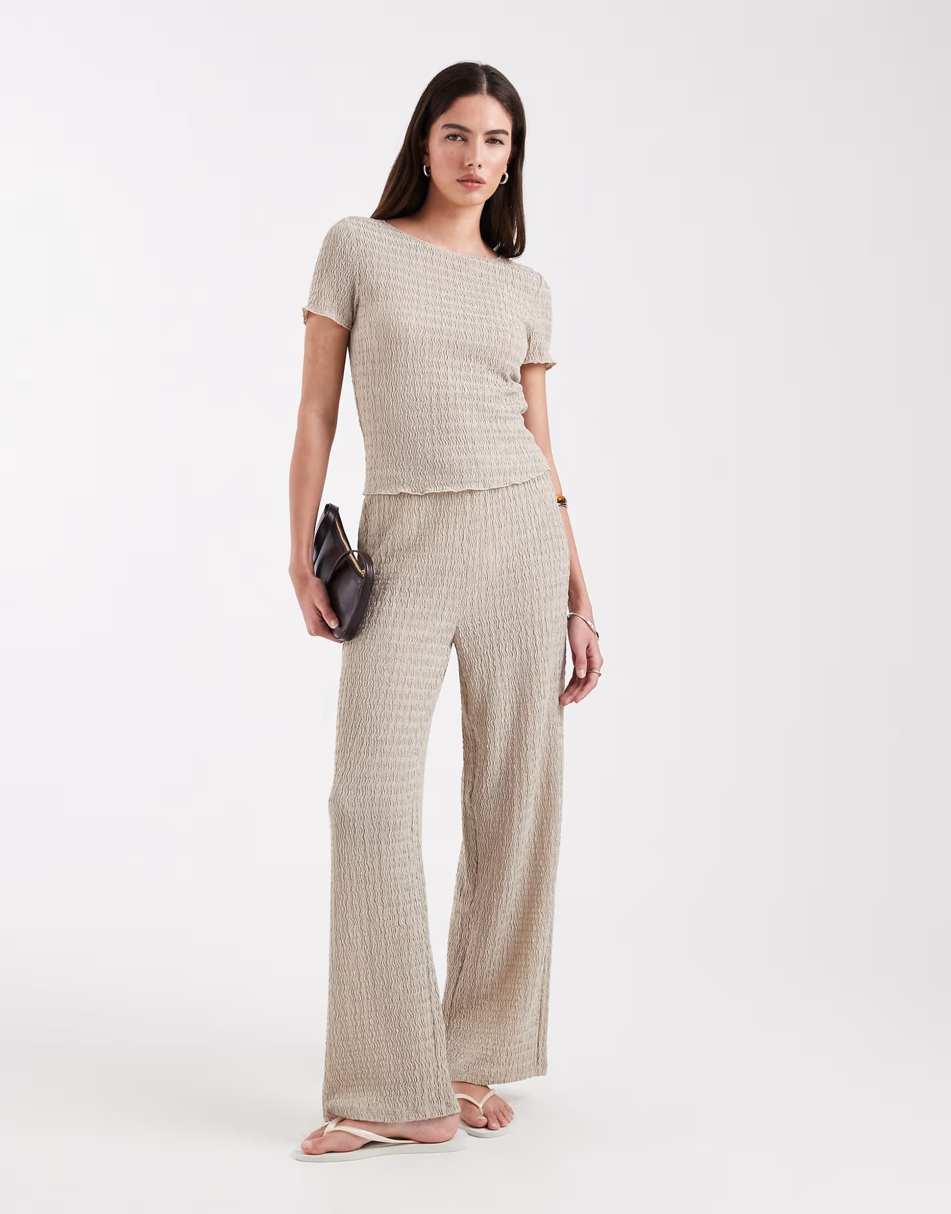 ASOS ONLY textured trousers co-ord in stone 
