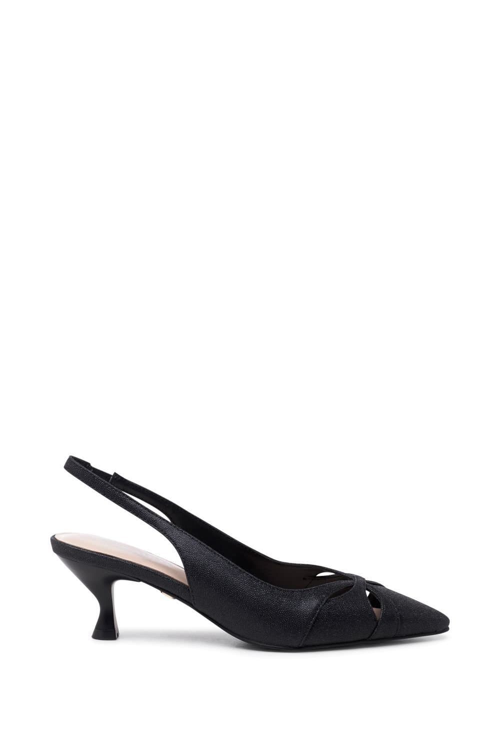 Paradox London Paradox London Black Mid Heel Slingback Courts