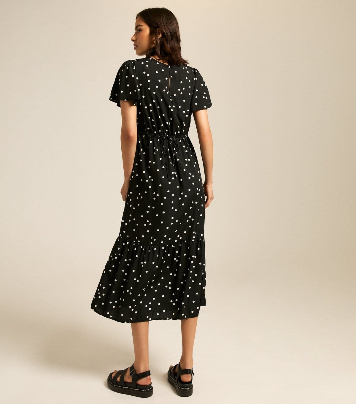 New Look Women's Black Spot Print Frill Sleeve Midi Dress New Look - 4