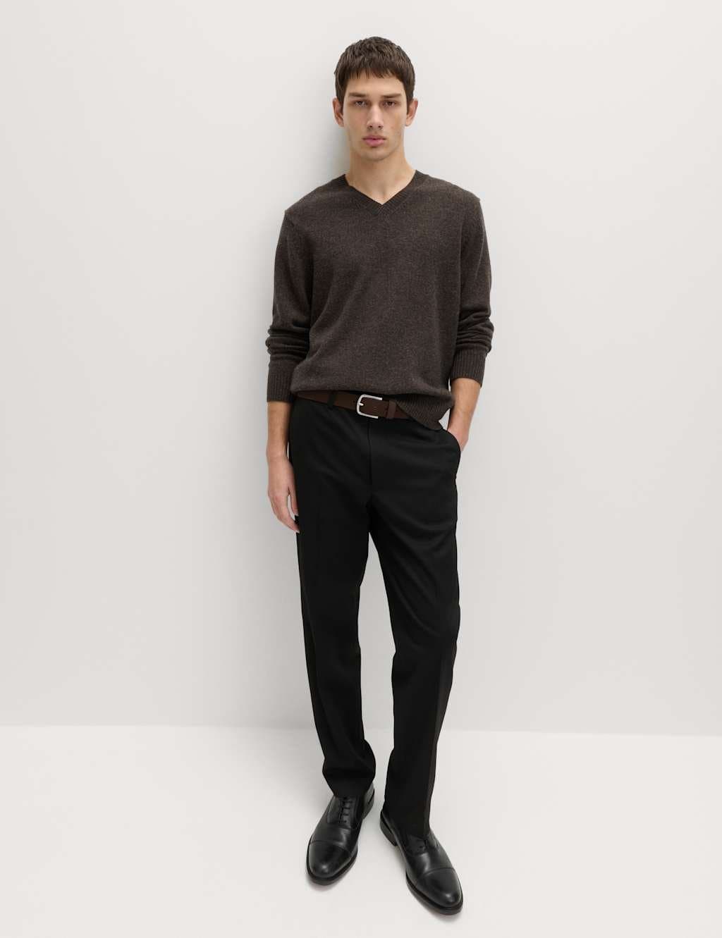 Marks & Spencer M&S Regular Fit Smart Stretch Trousers Black