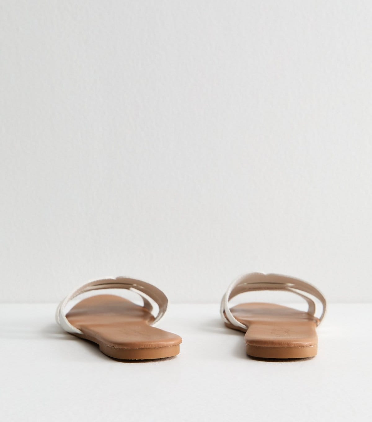 New Look Women's White Faux Leather Interwoven Strap Flat Mule Sandals Vegan New Look - 4