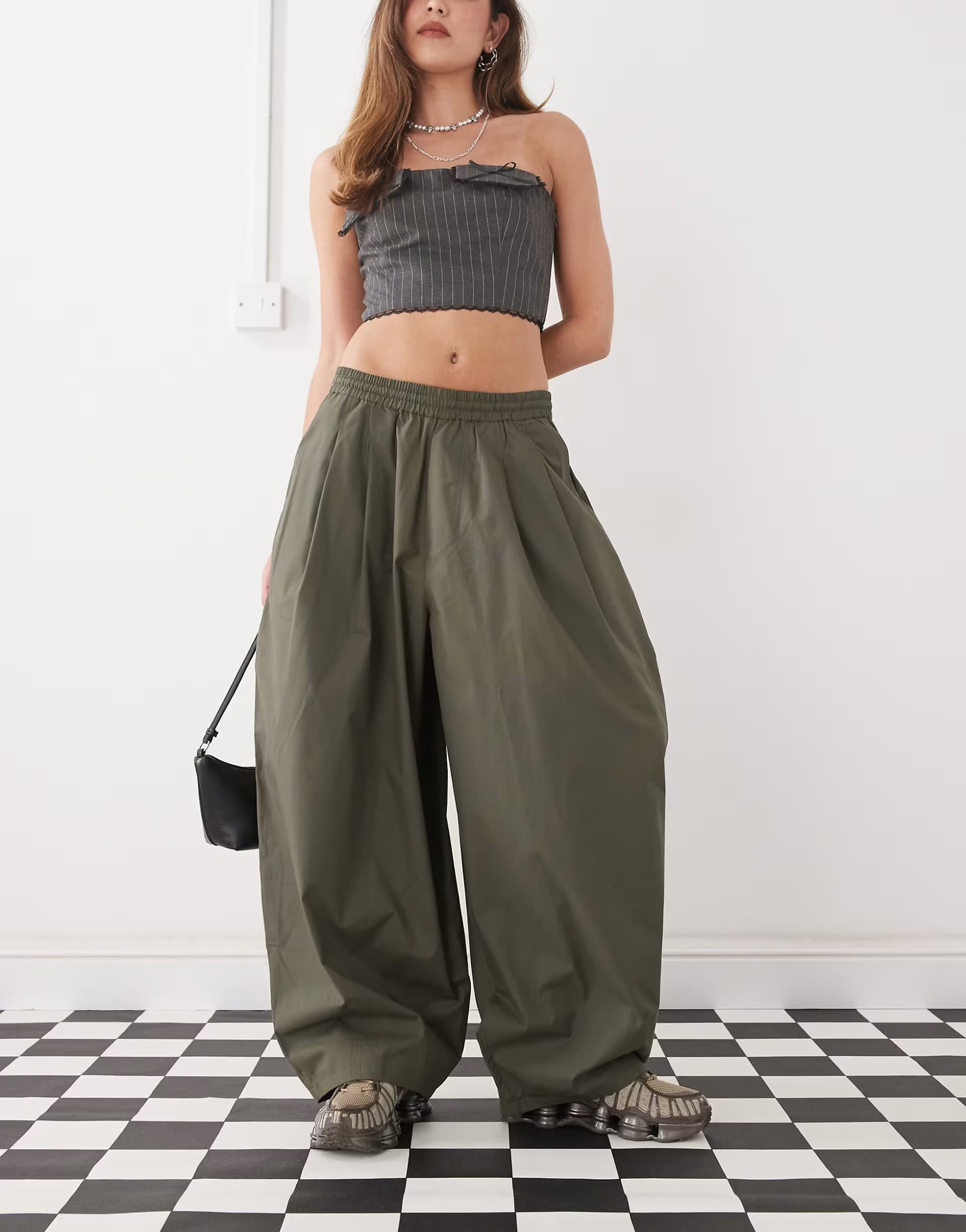 ASOS COLLUSION balloon leg trouser in khaki