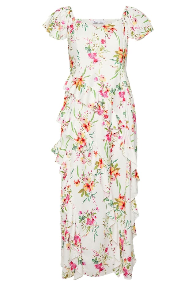 Yours Yours Women's Floral Sweetheart Neckline Maxi Dress in White - 2