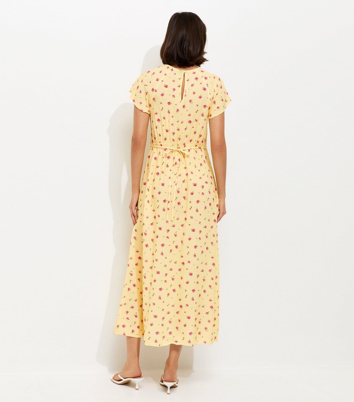 New Look Women's Yellow Floral Lace Waist Midi Dress New Look - 4