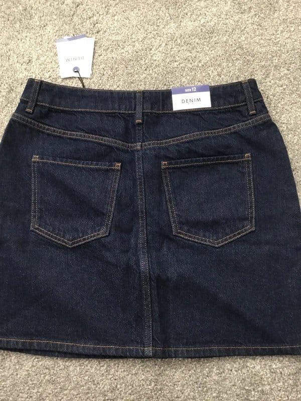 New Look Navy Denim Mini Skirt Size 12