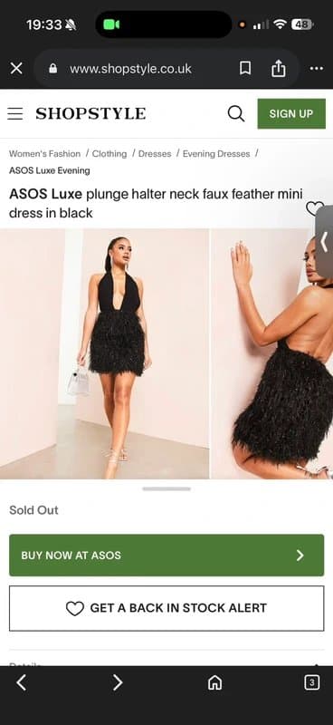 ASOS ASOS Luxe plunge halter neck faux feather mini dress in black