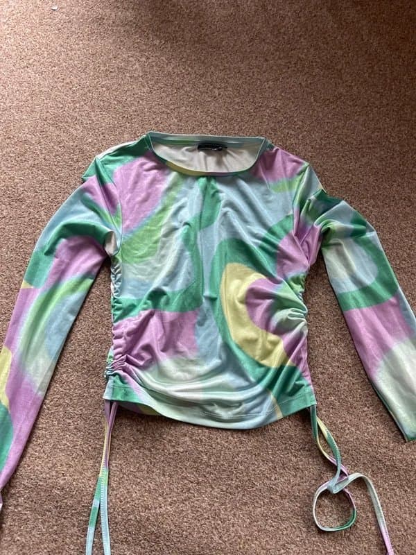 ASOS ASOS Design Marble Rainbow Long Sleeve Top