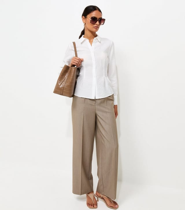 New Look Women's White Crinkle Texture Gathered Waist Shirt New Look - 2