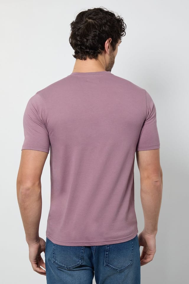 Burton Burton Men's Dark Pink Grandad Neck T-Shirt - 3