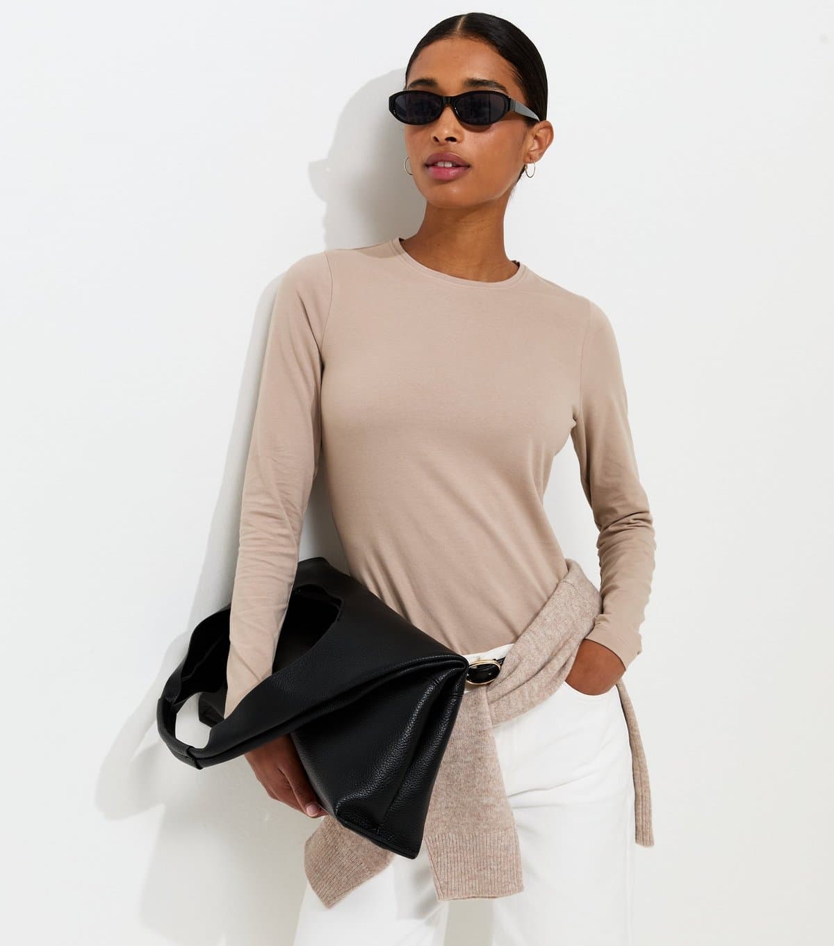 New Look Women's Mink Cotton Rich Crew Neck Long Sleeve T-Shirt New Look