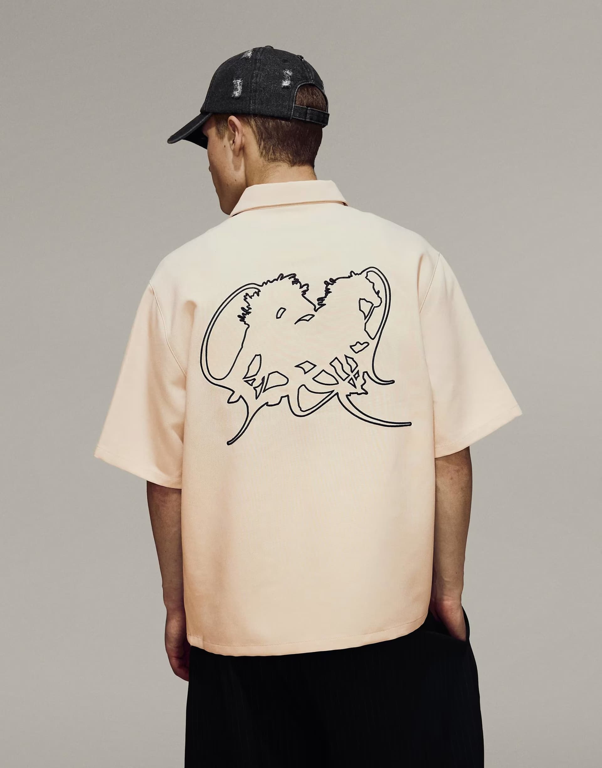 ASOS Bershka Embroidered short sleeve t-shirt in ecru