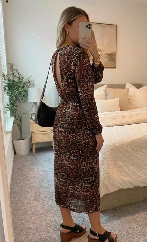 ASOS New tags! ASOS Dress Brown Leopard Print Long Sleeve Size 8