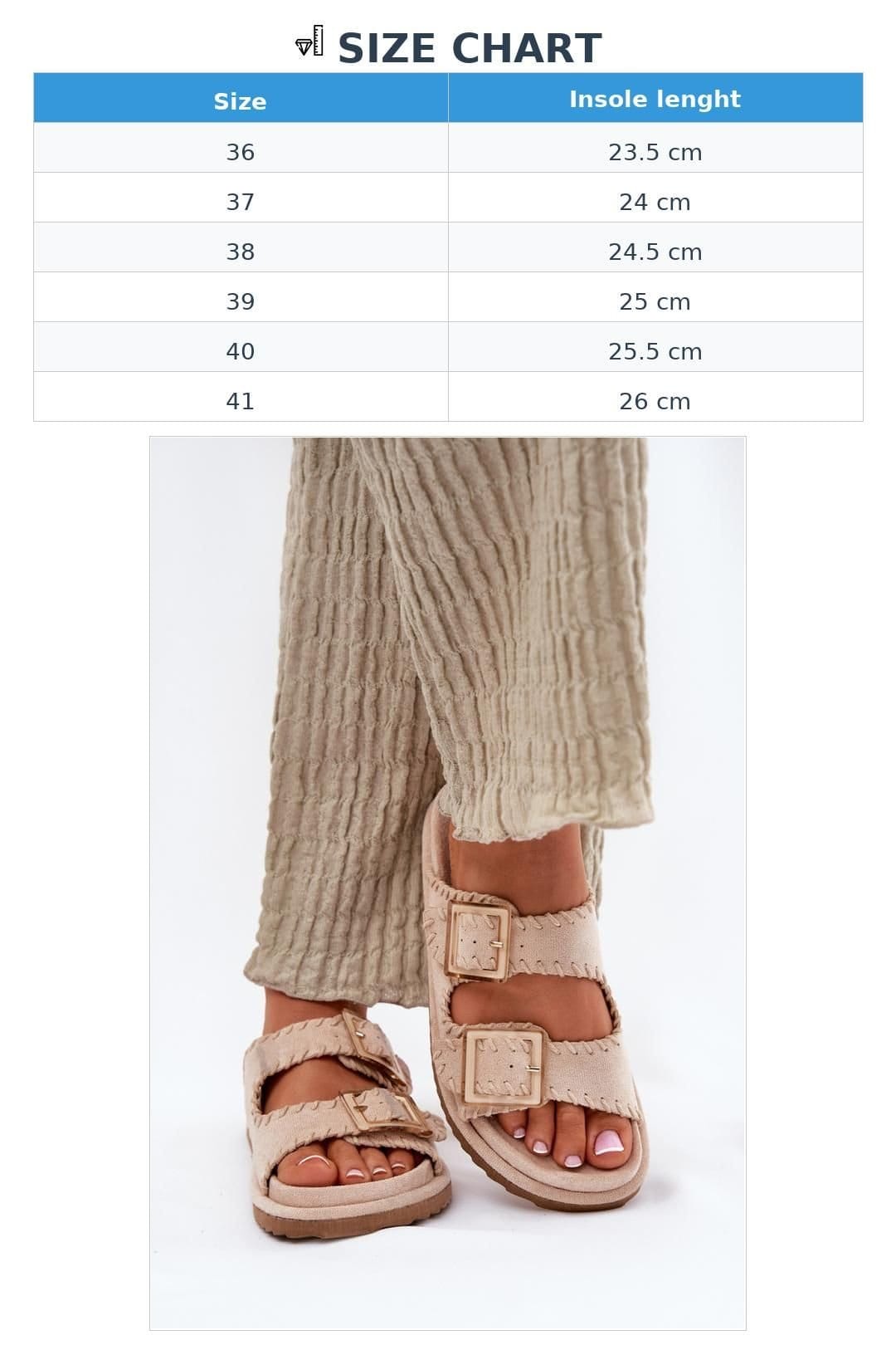 Love Lace Love Lace Women's Suede Buckle Sandals With Decorative Stitching & Comfort Fit in Beige - 4