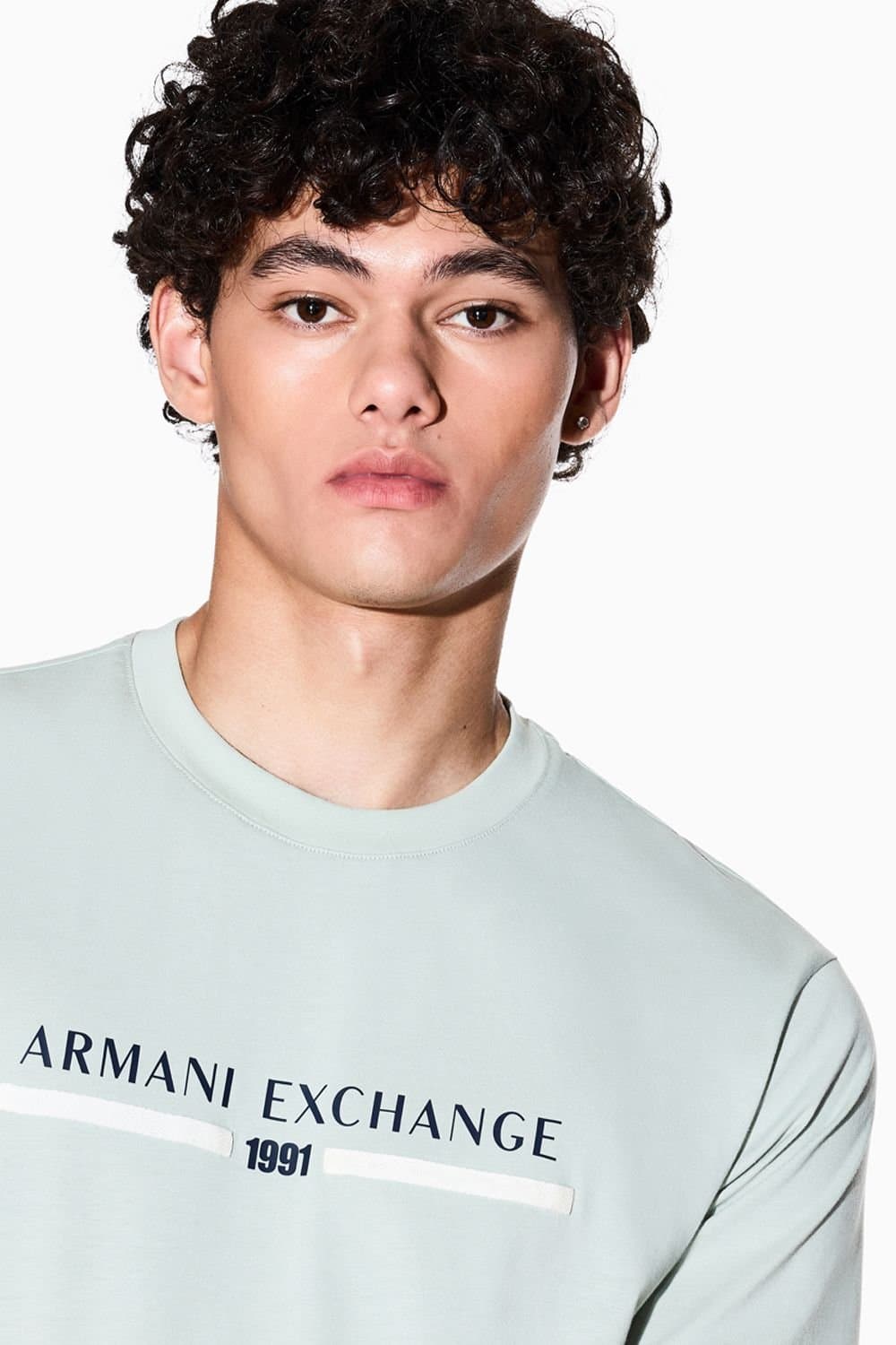 Armani Exchange Armani Exchange Men's Cotton T-Shirt Front Logo Light Green