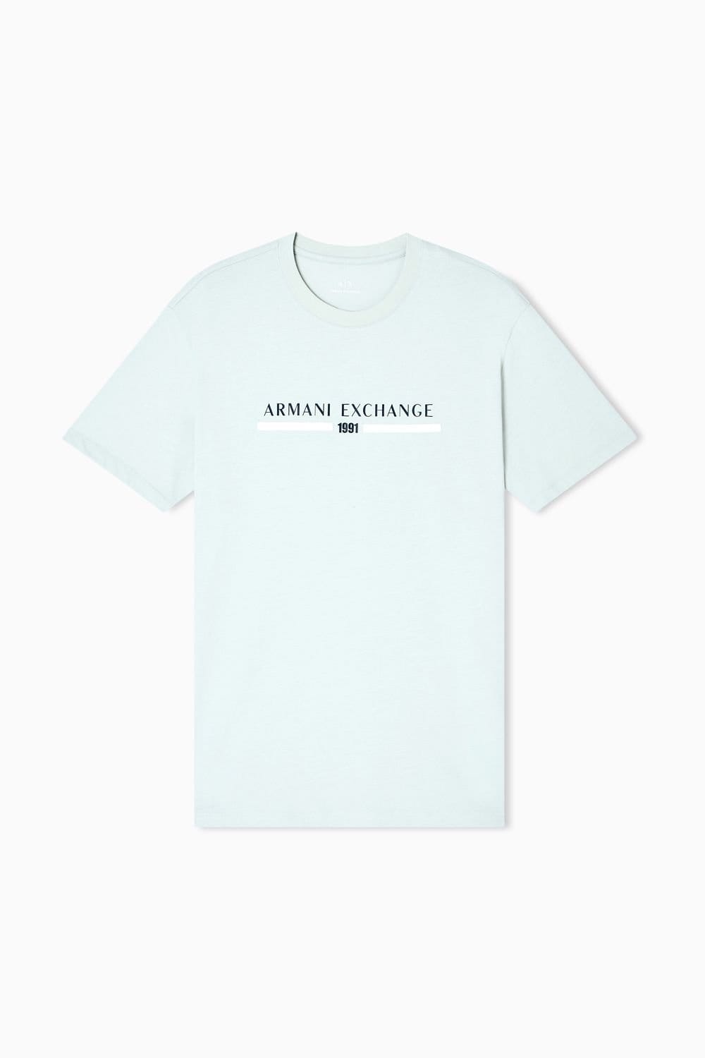 Armani Exchange Armani Exchange Men's Cotton T-Shirt Front Logo Light Green - 4