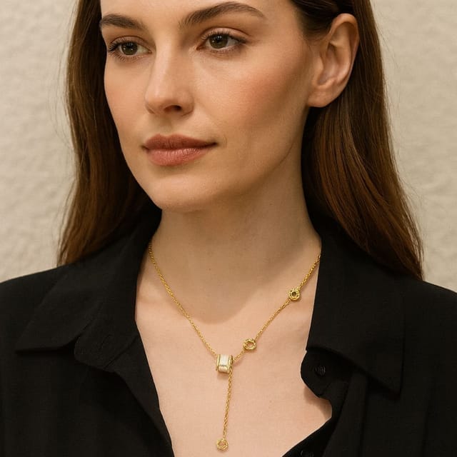 Lovii Lovii Women's Elegant Gold Y-Shaped Pendant Necklace for Women - 2