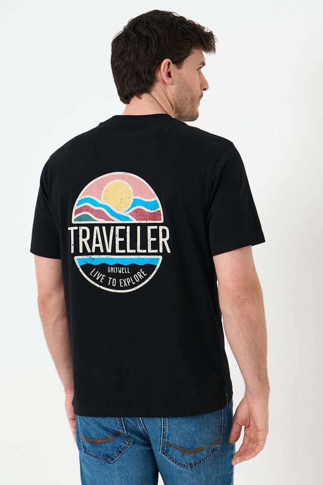 Saltwell Saltwell Men's Graphic Print Cotton T-Shirt in Black - 2