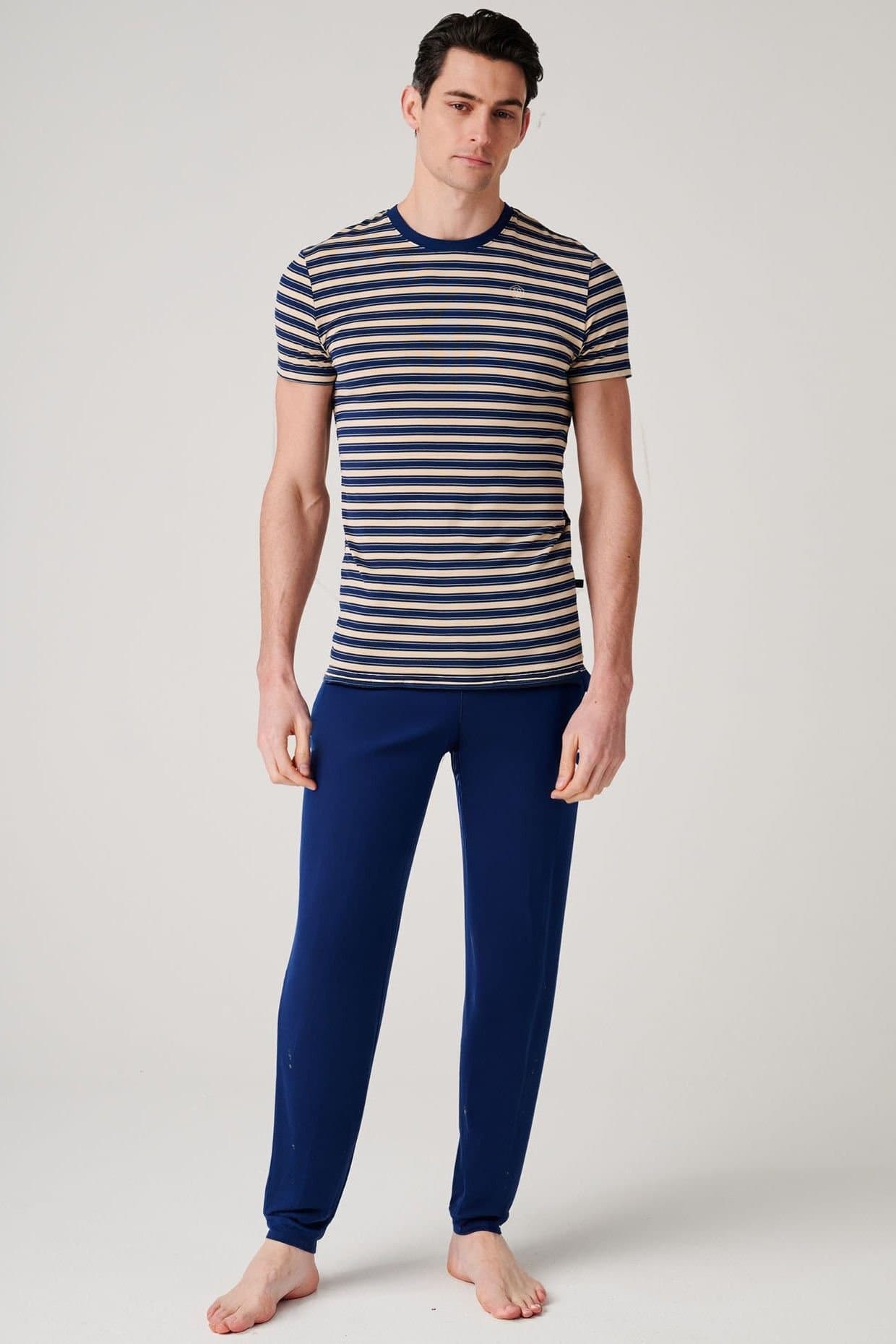 British Boxers British Boxers Men's "Sandstone" Bamboo Pyjama Set in Mid Navy