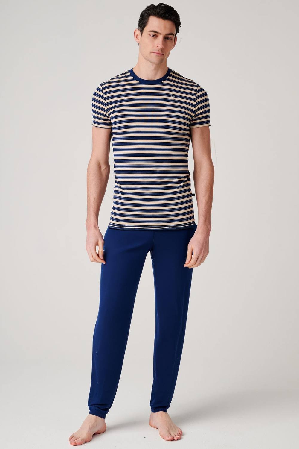 British Boxers British Boxers Men's "Sandstone" Bamboo Pyjama Set in Mid Navy - 2