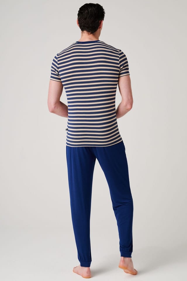 British Boxers British Boxers Men's "Sandstone" Bamboo Pyjama Set in Mid Navy - 3