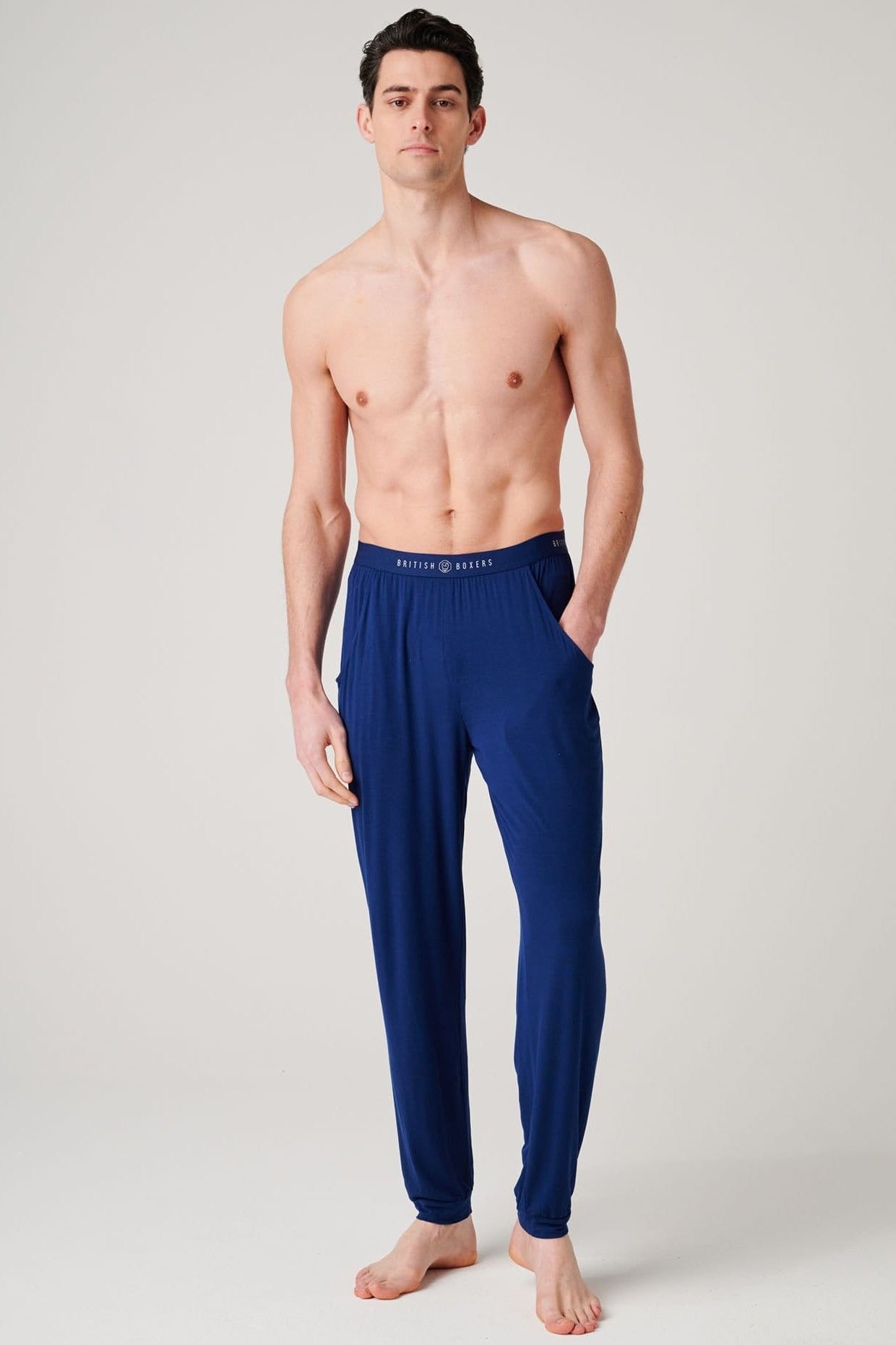 British Boxers British Boxers Men's "Sandstone" Bamboo Pyjama Set in Mid Navy - 4